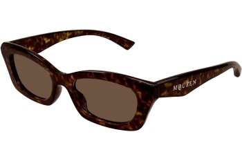 Zonnebril Alexander McQueen AM0474S 002 Rechthoekige Havana