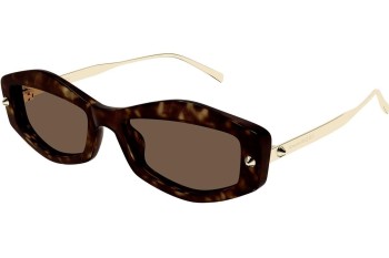 Zonnebril Alexander McQueen AM0482S 002 Rechthoekige Havana