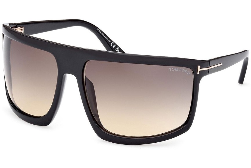 Zonnebril Tom Ford Clint 2 FT1066 01B Flat Top Zwart