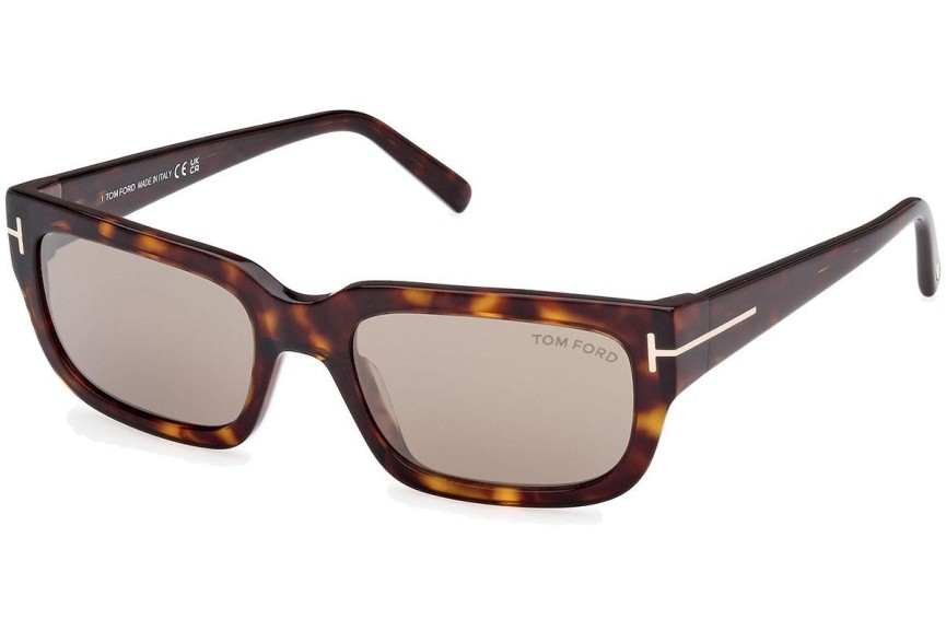 Zonnebril Tom Ford Ezra FT1075 52L Rechthoekige Havana