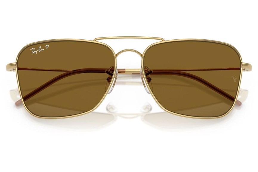 Zonnebril Ray-Ban Caravan Reverse RBR0102S 001/83 Polarized Rechthoekige Goud