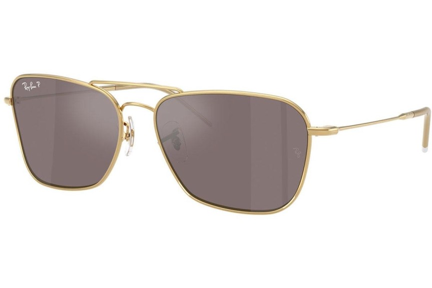 Zonnebril Ray-Ban Caravan Reverse RBR0102S 001/LB Polarized Rechthoekige Goud