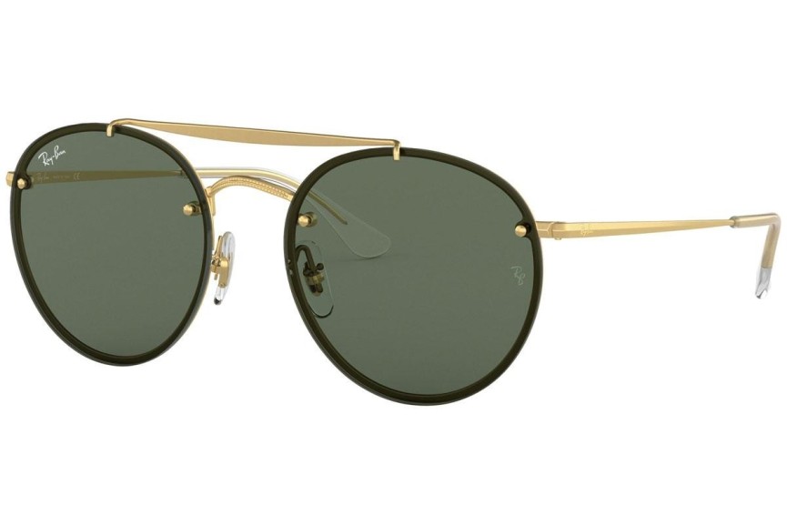 Zonnebril Ray-Ban Blaze Round Double Bridge Blaze Collection RB3614N 914071 Ronde Goud