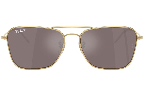 Zonnebril Ray-Ban Caravan Reverse RBR0102S 001/LB Polarized Rechthoekige Goud