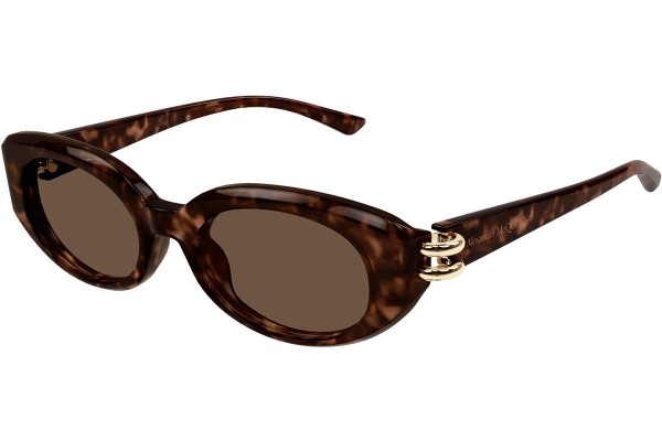 Zonnebril Alexander McQueen AM0469S 002 Ovaal Havana