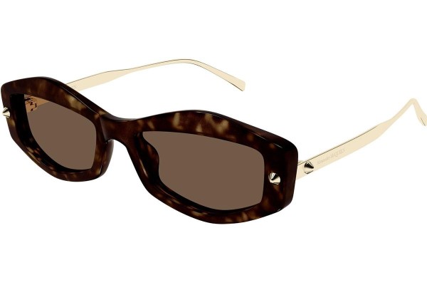 Zonnebril Alexander McQueen AM0482S 002 Rechthoekige Havana