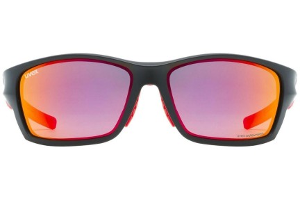 Zonnebril uvex sportstyle 232 P Black Mat / Red S3 Polarized Rechthoekige Zwart