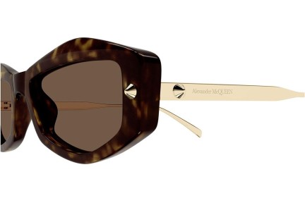 Zonnebril Alexander McQueen AM0482S 002 Rechthoekige Havana