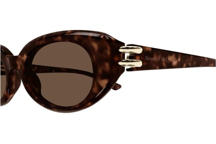 Zonnebril Alexander McQueen AM0469S 002 Ovaal Havana